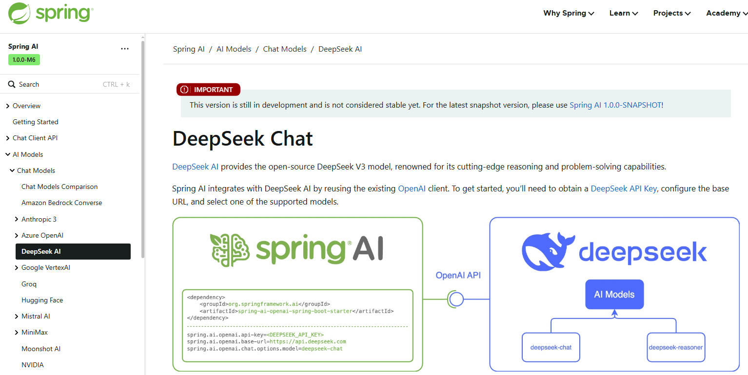 Spring AI官方支持DeepSeek